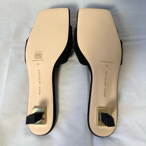 New Good American Terry Kickstand Mule Black Heels - Picture 9 of 9